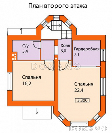 Проект кирпичного дома с солидным эркером на главном фасаде / План 2 этажа