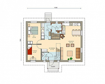 Проект каркасного дома с удобной гостиной для всей семьи / План 1 этажа