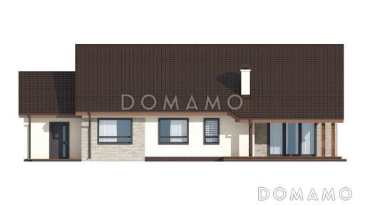 Проект классического одноэтажного дома из кирпича с тремя спальнями и возможностью обустройства мансарды и  с гаражом / Фасад 3