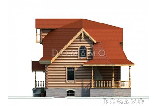 Проект коттеджа из бруса в русском стиле / Фасад 2