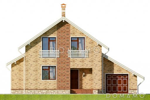 Проект дома из пеноблоков с французскими балконами / Фасад 1