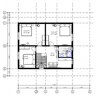Двухэтажный дом «Мартин» (136 м2) / План мансардного этажа