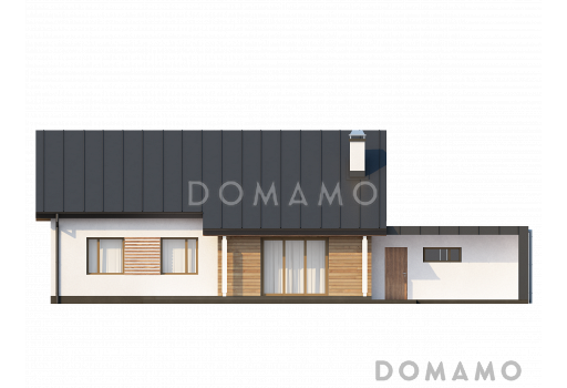 Проект одноэтажного дома из газобетона с гаражом на два автомобиля и отделённой спальной зоной / Фасад 2