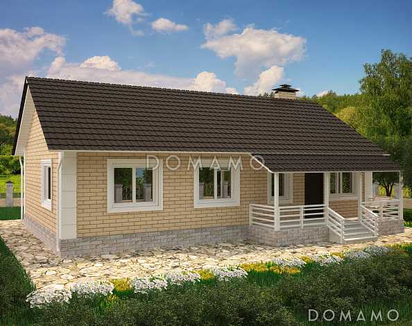 Проект дома с изолированной кухней, тремя спальнями, вторым входом через гостиную