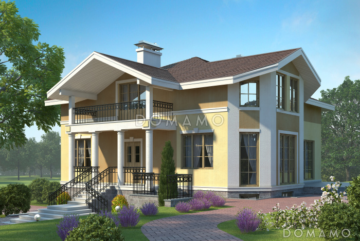 Проект особняка из пеноблоков с цокольным этажом