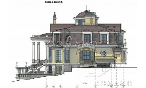 Проект парадного коттеджа с красивым холлом и террасой / Фасад 4