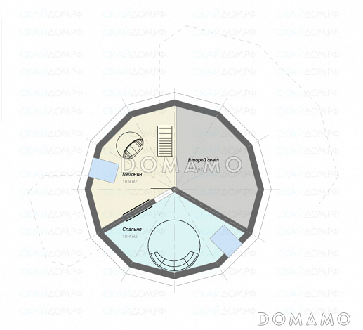 Проект круглого в плане дома / План мансардного этажа