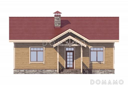 Проект дома по технологии ЛСТК с двумя спальнями, гостиной с кухней-столовой, техническим помещением, небольшим холлом и санузлом / Фасад 4