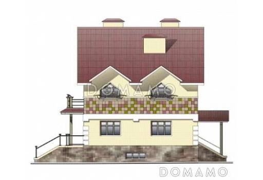 Проект дома с цокольным этажом, бильярдной и тренажерным залом / Фасад 2