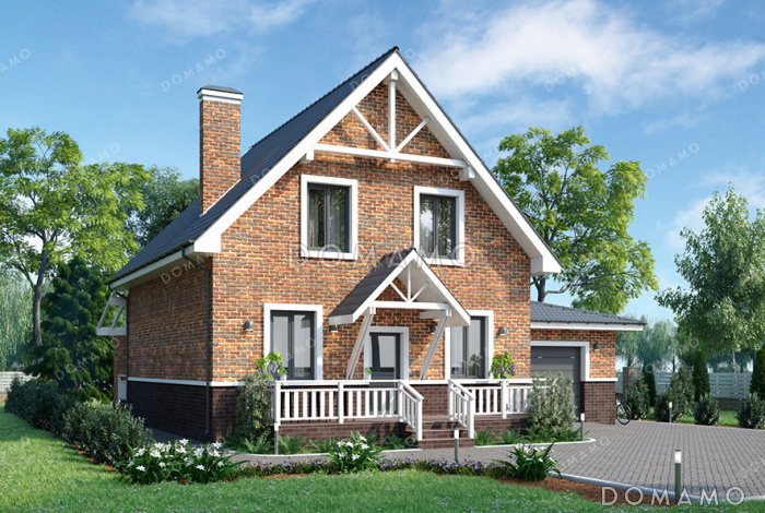 Проект дома с большими спальнями, гаражом и просторной террасой