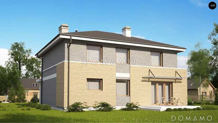 Проект двухэтажного дома из газобетона с четырьмя комнатами, с кирпичной облицовкой