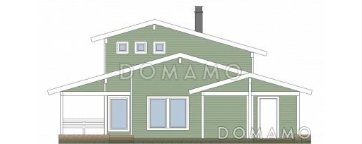 Проект дома из пеноблоков с навесом для машины и двумя спальнями на мансардном этаже / Фасад 1