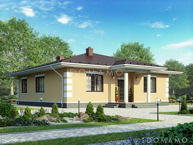 Проект одноэтажного дома из СИП панелей с тремя спальнями