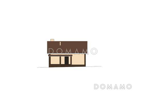 Проект дома с крытым крыльцом, изолированной кухней, тремя спальнями и санузлом с окном / Фасад 2