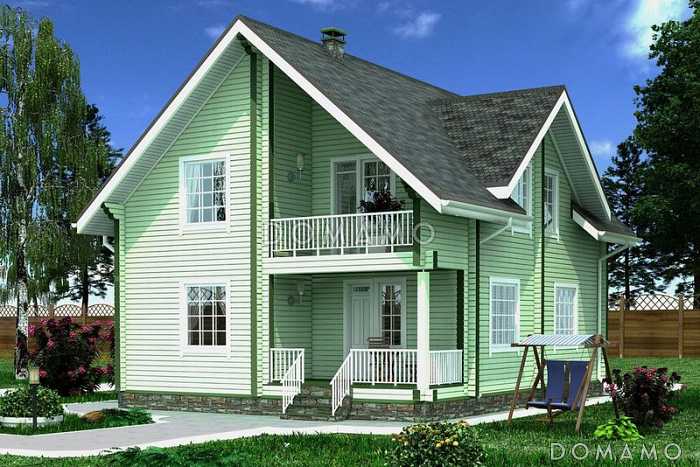 Проект дома из клееного бруса с большой спальней на первом этаже