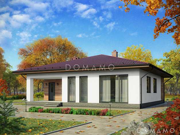 Проект одноэтажного дома в современном стиле из СИП панелей с двумя спальнями