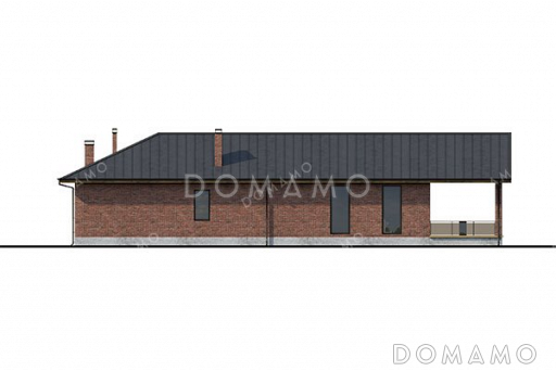 Проект одноэтажного дома с сауной и террасой / Фасад 4