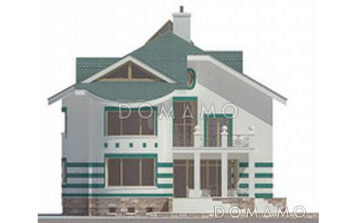 Проект коттеджа с двусветной гостиной и зимним садом / Фасад 4