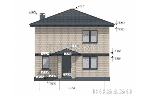 Проект строгого классического двухэтажного дома S-113 / Фасад 1