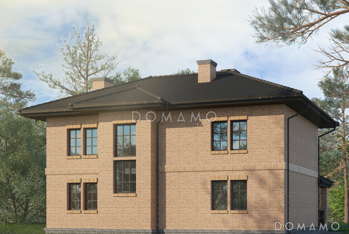 Проект двухэтажного дома с просторной гостиной, террасой и комнатой для отдыха