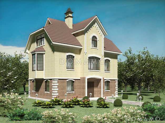 Проект коттеджа с парадным входом.