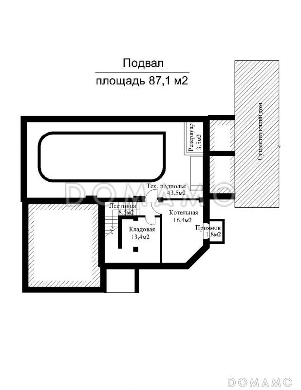 Проект бассейна с гаражом на две машины / План цокольного этажа