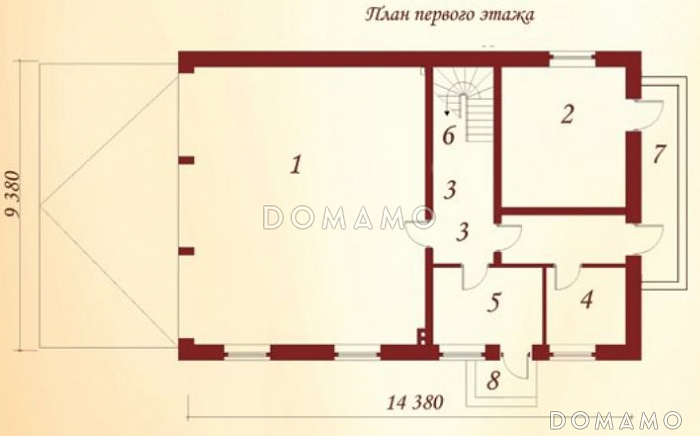 Проект гаража для трех автомобилей с жилыми комнатами на втором этаже / План 1 этажа