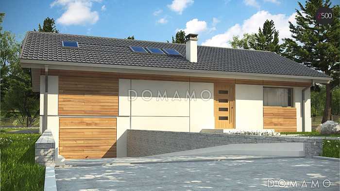 Проект аккуратного одноэтажного дома из кирпича с подземным гаражом и тренажёрным залом в подвальном помещении