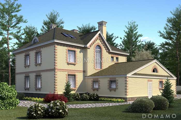 Проект коттеджа из газобетона с гаражом на 2 машины