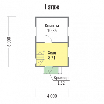 Проект дома со стенами из клееного бруса / План 1 этажа