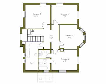 Проект коттеджа в классическом стиле с подвалом / План 2 этажа
