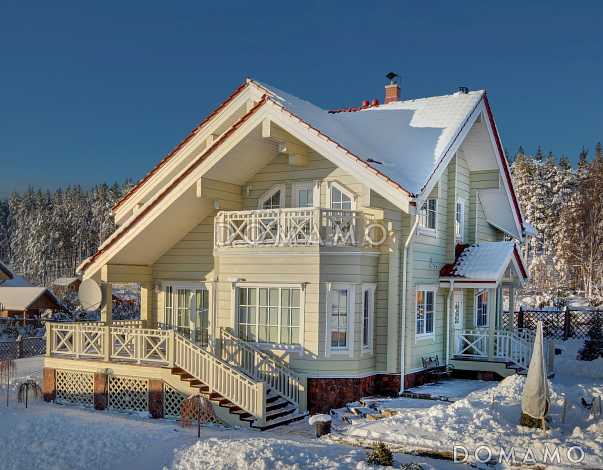 Проект дома из клееного бруса с гостиной, совмещенной с кухней-столовой