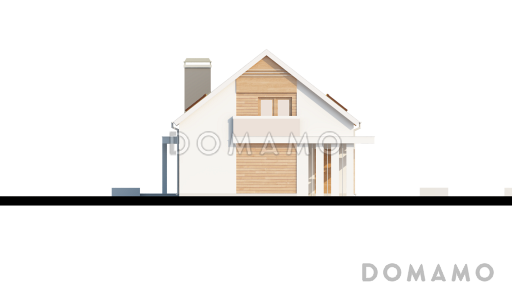 Проект одноэтажного мансардного дома из кирпича с кабинетом, тремя спальнями и гаражом на два автомобиля / Фасад 2