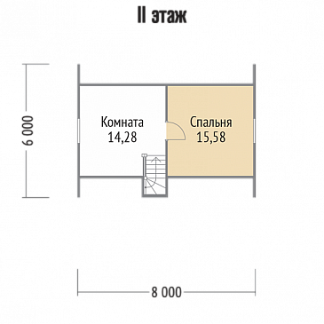 Проект каркасного дома с двумя спальнями / План мансардного этажа