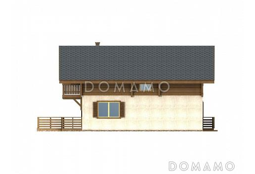 Проект каркасного дома с большим балконом на мансардном этаже / Фасад 3