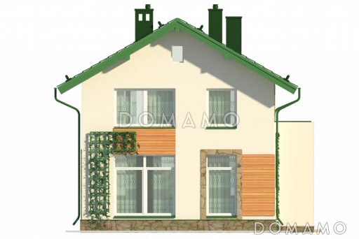 Проект небольшого двухэтажного коттеджа в польском стиле из СИП панелей / Фасад 2