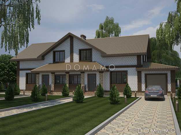 Проект двухэтажного коттеджа на две семьи