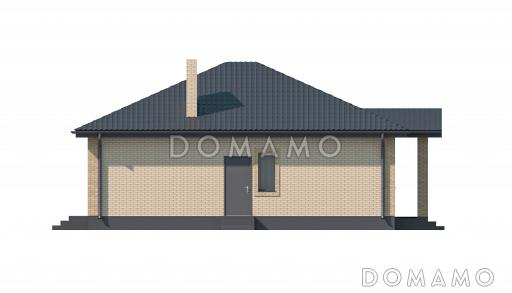 Проект загородного дома с кухней-столовой в ширину дома, тремя спальнями, двумя санузлами / Фасад 3