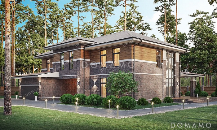 Проект двухэтажного дома с мансардой и террасой