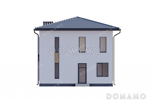 Проект двухэтажного дома с 4 спальнями, совмещенной кухней-гостиной и 4 санузлами / Фасад 1