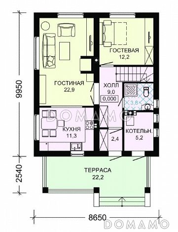 Проект небольшого дома / План 1 этажа