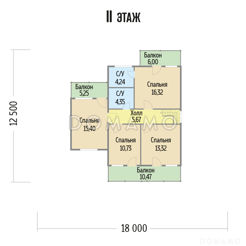 Проект  дома с хозяйственной комнатой на первом этаже / План 2 этажа
