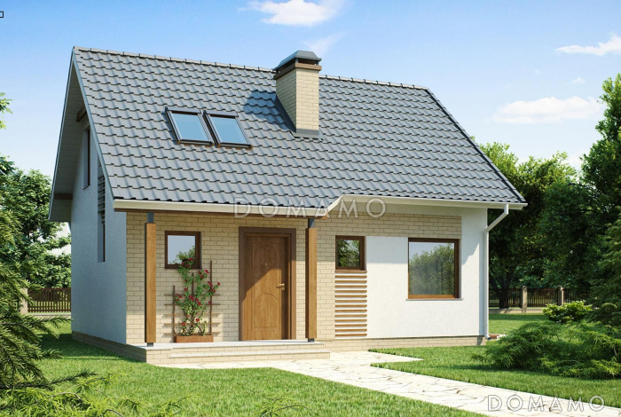 Проект загородного дома с террасой, санузлом с окном, спальней на первом этаже