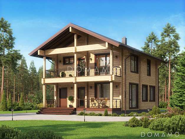 Проект двухэтажного дома из бруса с тремя спальнями