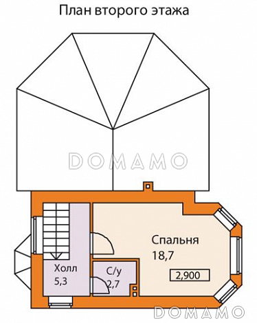 Проект небольшого дома с печным отоплением / План 2 этажа