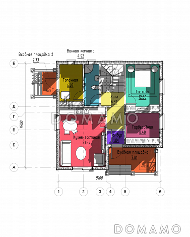 Проект одноэтажного дома с мансардой и подвалом / План 1 этажа