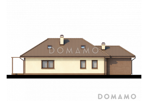 Проект просторного мансардного дома из кирпича со спальней на первом этаже и с двумя на втором / Фасад 2
