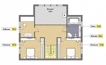 Проект кирпичного дома с навесом для машины / План мансардного этажа