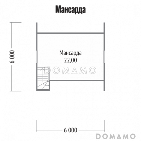 Проект каркасного дома 6х6 / План мансардного этажа
