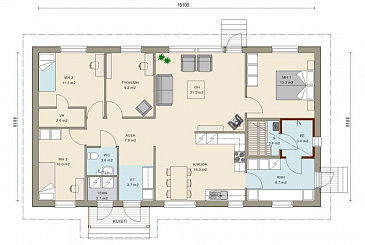 Проект каркасного дома с отдельным входом в маленькую котельную / План 1 этажа